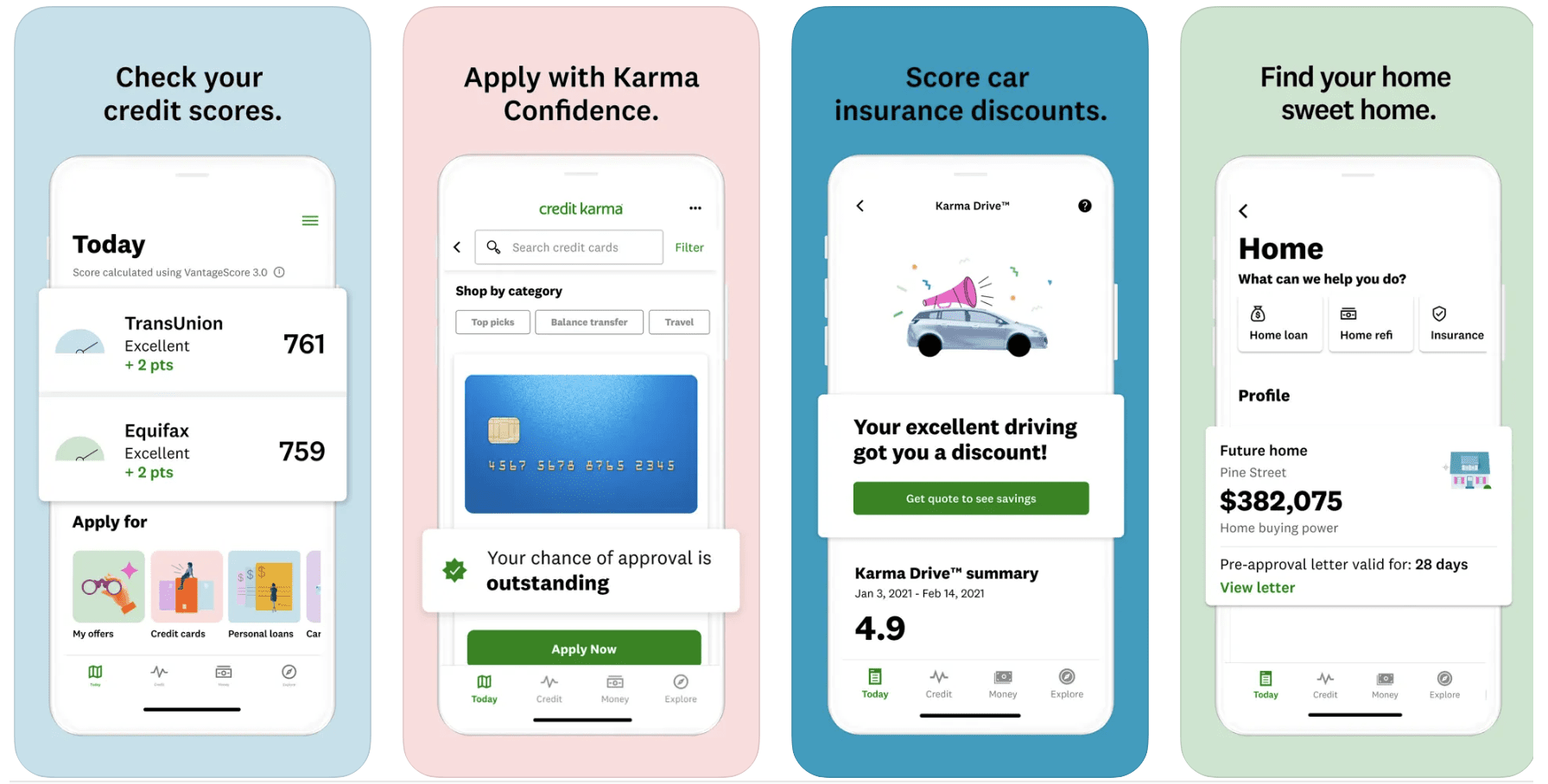 Credit Karma iOS app screenshots.